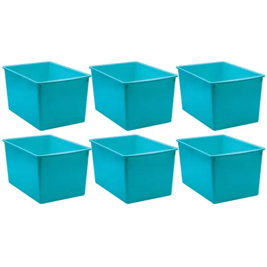 Plastic Multi-Purpose Bin, Teal, Pack of 6 {1}
