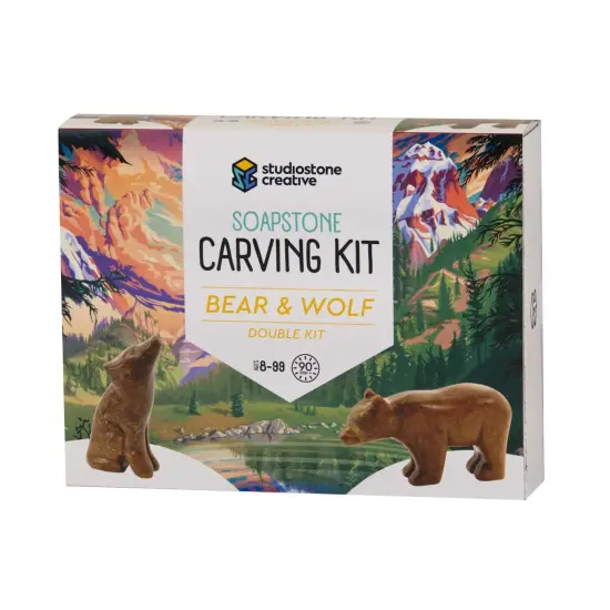 Mothers Day Gift - Bear & Wolf Double Soapstone Carving Kit {1}