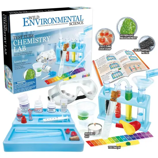 Test Tube Chemistry Lab - 50+ Science Experiments and Reactions - Ages 8+ - Learn About Solids, Liquids, Gases and More! {1}