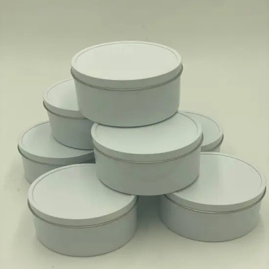 Bulk 48 Pc. White Round Metal Favor Tins {2}