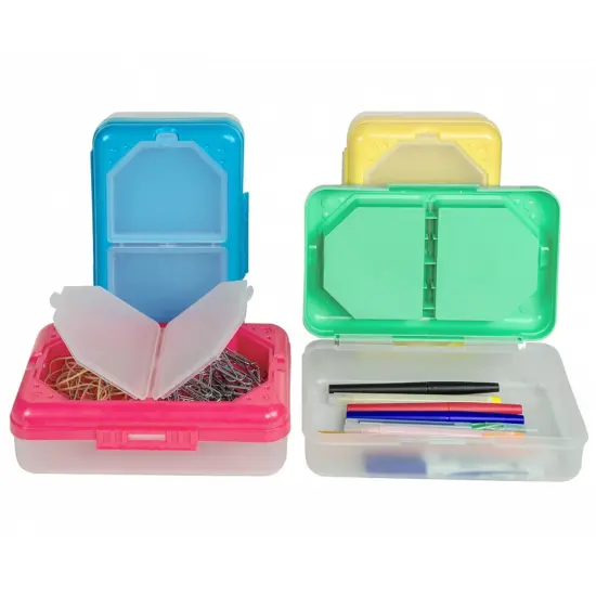 Storage Box, 3 Compartments, Assorted Colors, Pack of 3 {4}