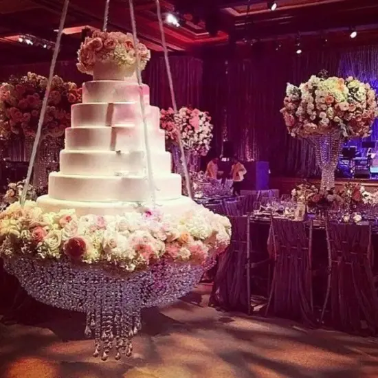 Crystal Wedding Cake Swing Stand Chandelier Decor {3}