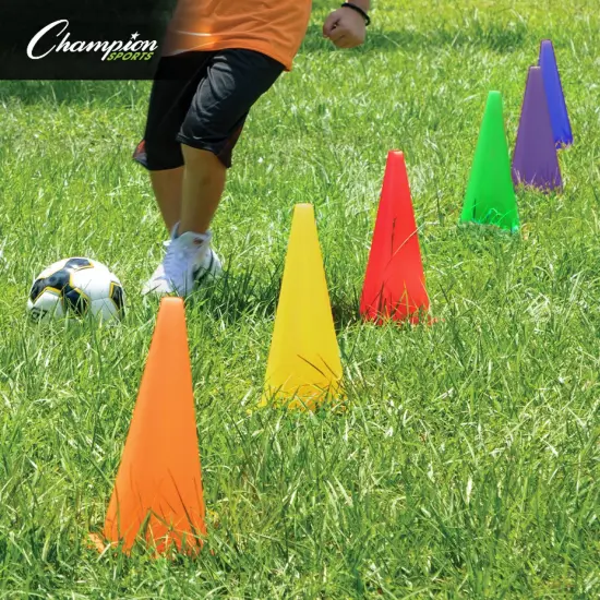 High Visibility Plastic Cone Set, Assorted Fluorescent Colors, 6 Per Set, 2 Sets {3}