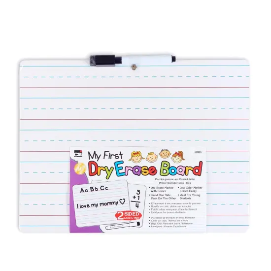 "My First" Dry Erase Board with Marker/Eraser, Two-Sided Plain/Lined, White, Pack of 12 {3}