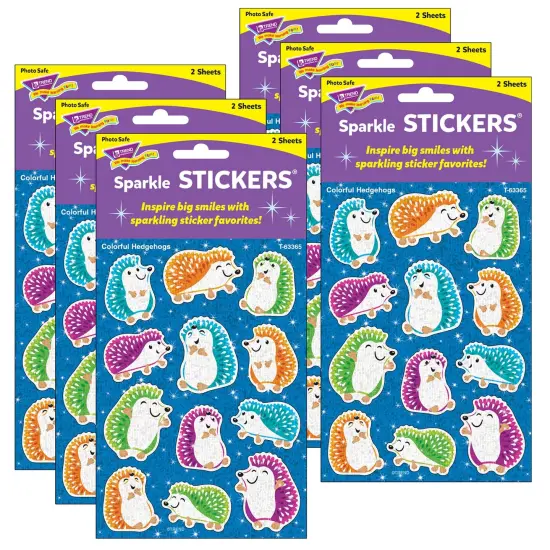Colorful Hedgehogs Sparkle Stickers&reg;, 24 Per Pack, 6 Packs {1}