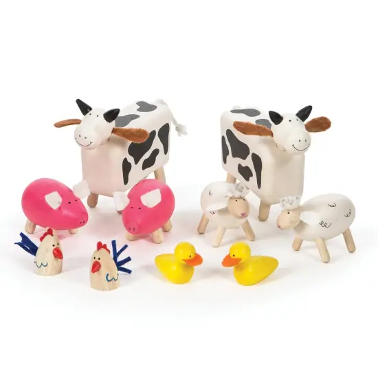 Wooden Farm Animals, Set of 10 {1}