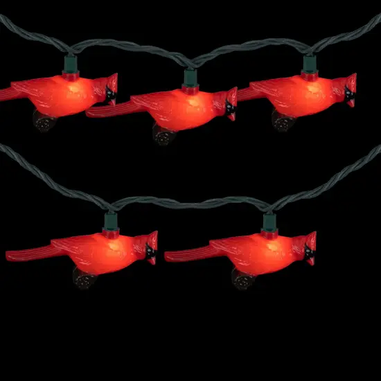Northlight Cardinal Indoor Outdoor Patio Light Set - 6' Green Wire - 10ct Red {4}