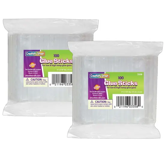 Hot Glue Sticks Classroom Pack, Clear, 4" x 0.27", 100 Pieces Per Pack, 2 Packs {1}