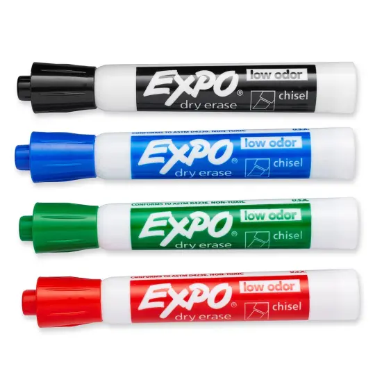 Low Odor Dry Erase Markers, Assorted, 4 Per Pack, 2 Packs {2}