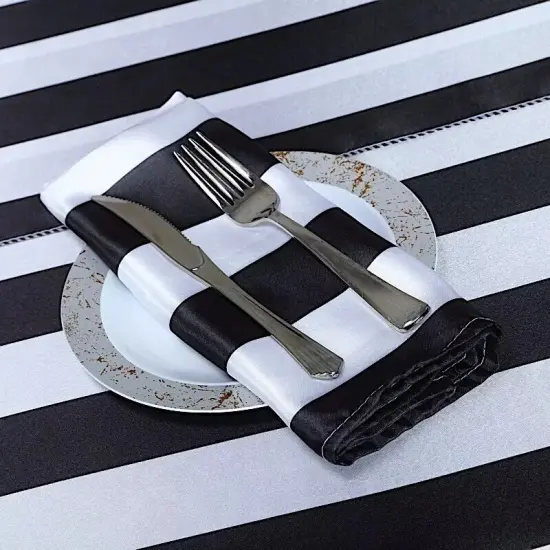 5 BLACK WHITE 20x20" Stripes Satin Table Napkins {2}