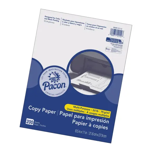 Multi-Purpose Paper, White, 20 lb., 8-1/2" x 11", 200 Sheets Per Pack, 3 Packs {2}