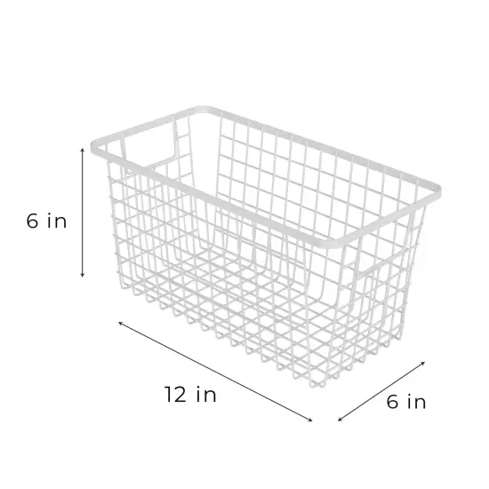 Smart Design Nestable Basket Organizer with Handles - Steel - 6 x 12 x 6 - White - Set of 4 {4}