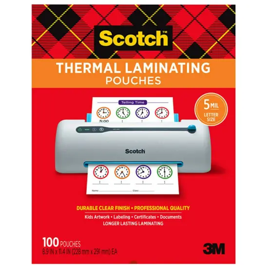 Thermal Laminating Pouches, 5 mil Size, Pack of 100 {1}
