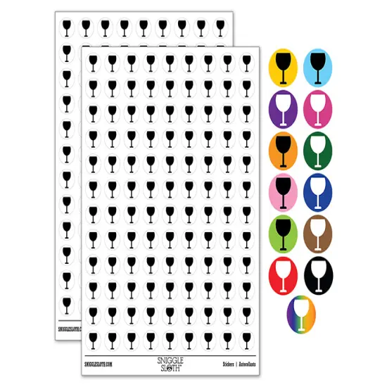 Wine Glass Solid 200+ 0.50" Round Stickers Black {1}