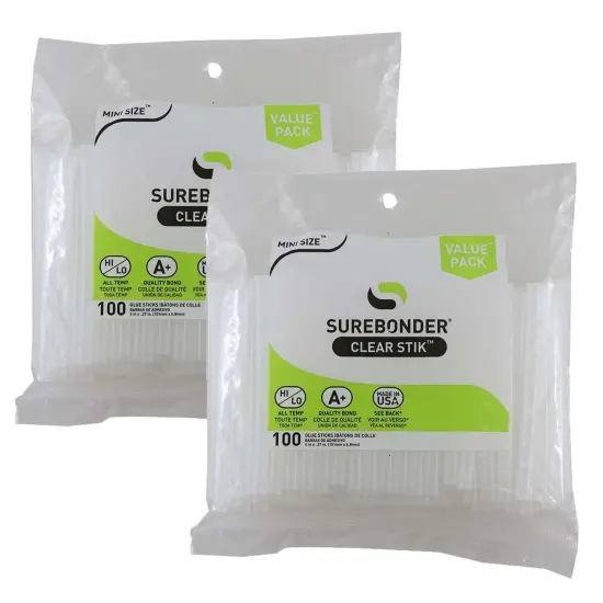 Dual Temp Mini Glue Stick, Clear, 4" x 5/16" 100 Per Pack, 2 Packs {1}