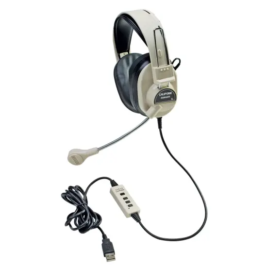 Deluxe Multimedia Stereo Headset with Boom Microphone with USB plug {1}