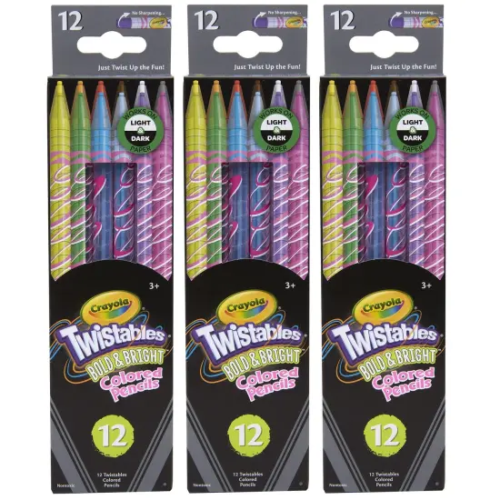 Bold & Bright Twistables Colored Pencils, 12 Per Pack, 3 Packs {1}