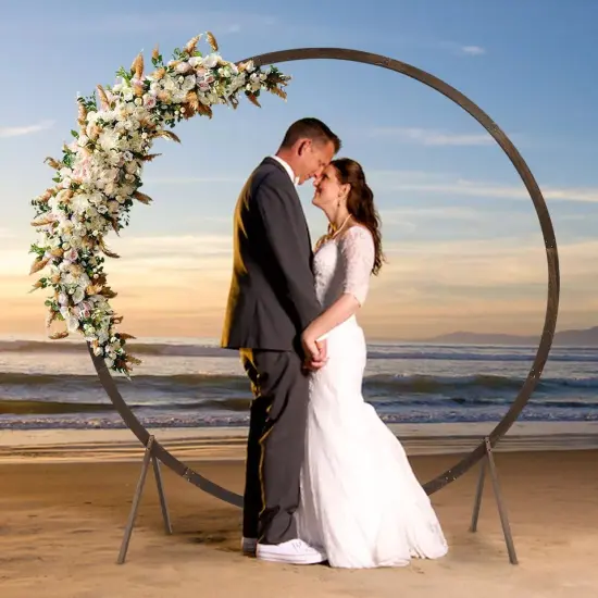 7.2ft Round Wedding Arch Flower Stand Backdrop Decor {5}