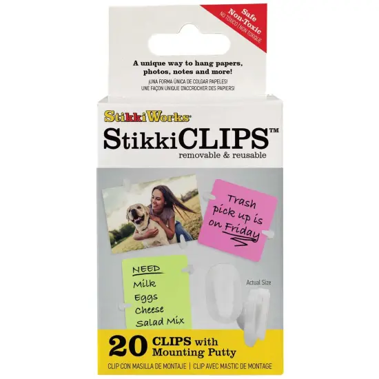 Stikki Clips with Mounting Putty, 20 Per Pack, 6 Packs {2}