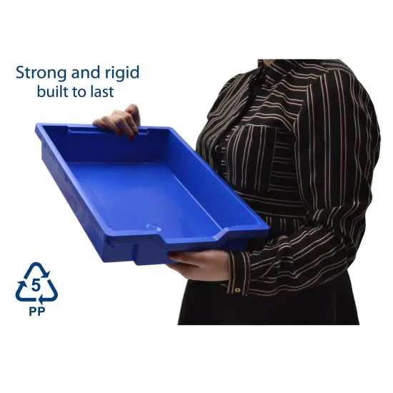 Shallow F1 Tray, Royal Blue, 12.3" x 16.8" x 3", Heavy Duty School, Industrial & Utility Bins, Pack of 8 {4}