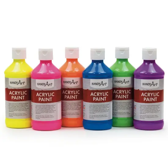 Acrylic Paint, 8 oz., Fluorescent Colors, Set of 6 {1}