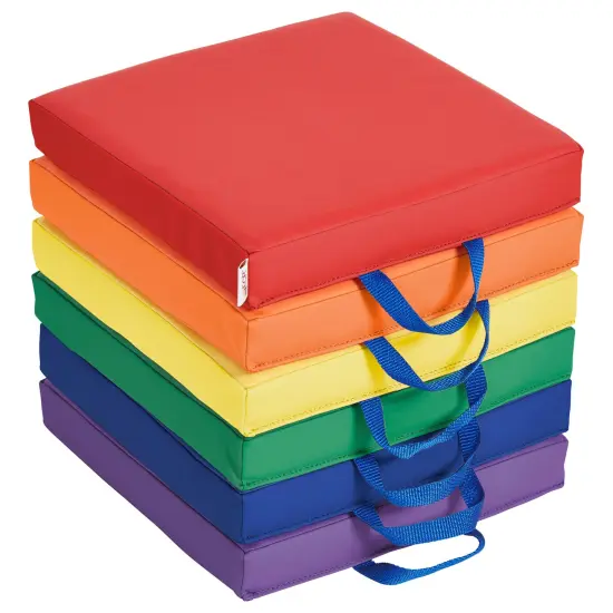 Square Floor Cushions with Handles, Classroom Flexible Seating, 6-Piece Sand {7}