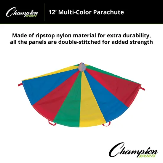 Multi-Colored Parachute, 12' Diameter, 12 Handles {3}