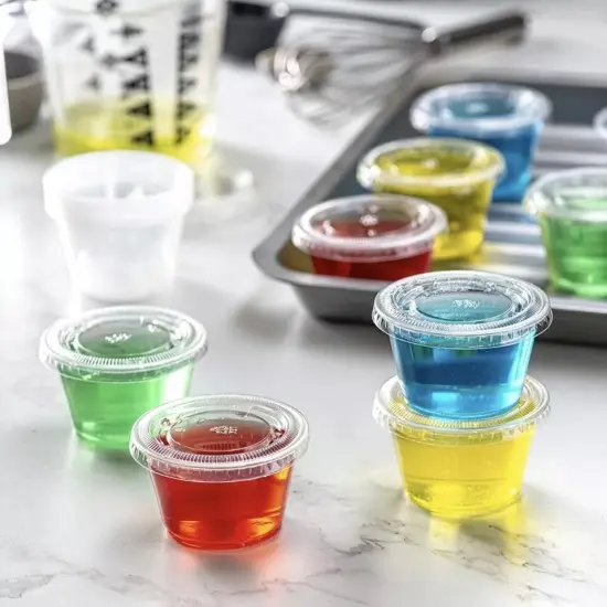4 oz Plastic Clear Disposable Portion Cups with Lids {3}