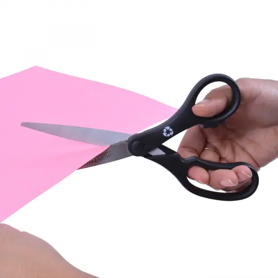 KleenEarth&reg; Basic 8" Scissors, Straight, Black, Pack of 6 {4}