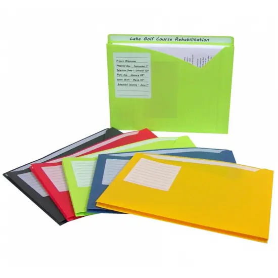 Write-On Poly File Jackets, Assorted Colors, 11" x 8.5", Box of 25 {2}