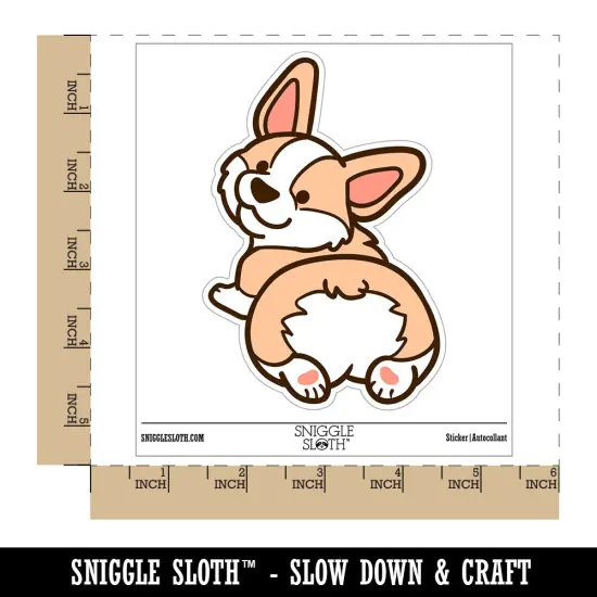 Pembroke Welsh Corgi from Behind Butt Dog Waterproof Vinyl Phone Tablet Laptop Water Bottle Sticker Set - 5 Pack {1}