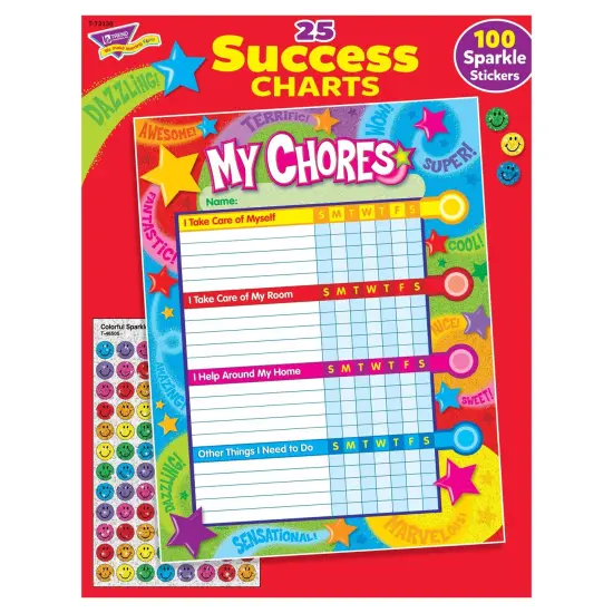 Praise Words 'n Stars Chore Charts, 25 Sheets Per Pad, Pack of 3 {2}