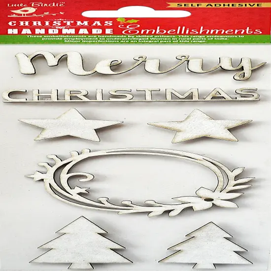 Little Birdie Christmas Sticker Embellishment 7/Pkg-Tone {1}