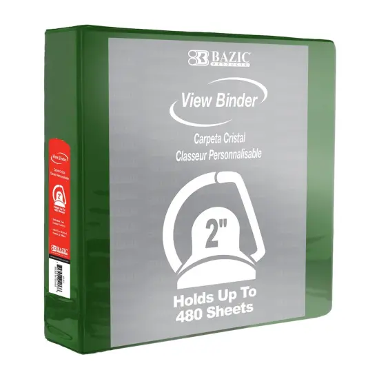 Slant D Ring View Binder with 2 Pockets, 2", Green, Pack of 6 {2}