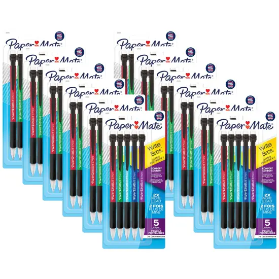 Write Bros&reg; Comfort Mechanical Pencil, 0.7mm, Assorted, 5 Per Pack, 12 Packs {1}