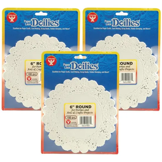 Round Paper Lace Doilies, White, 6", 100 Per Pack, 3 Packs {1}