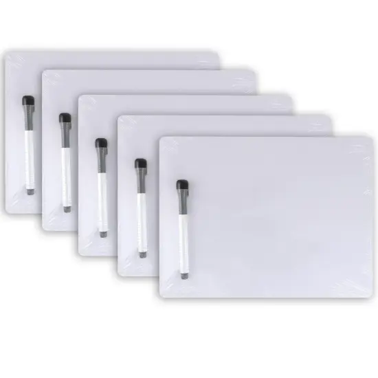 Dry Erase Whiteboard, 1-Sided, Plain, with Marker/Eraser, 9" x 12", 5 Sets {1}