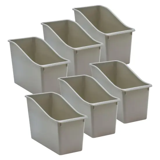 Plastic Book Bin, Gray, Pack of 6 {1}