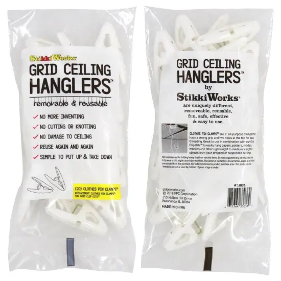Grid Ceiling Hanglers&trade; Clothes Pin Clamps&trade;, 20 Per Pack, 6 Packs {2}
