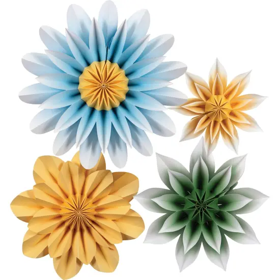 Floral Sunshine Paper Flowers, Pack of 4 {1}