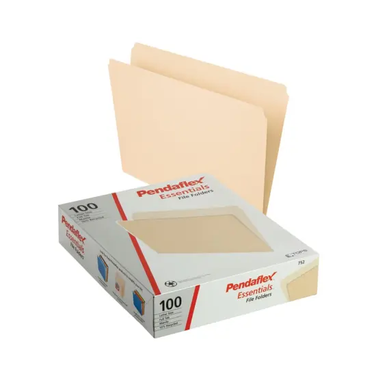 File Folders, Letter Size, Manila, Straight Cut, Box of 100 {1}