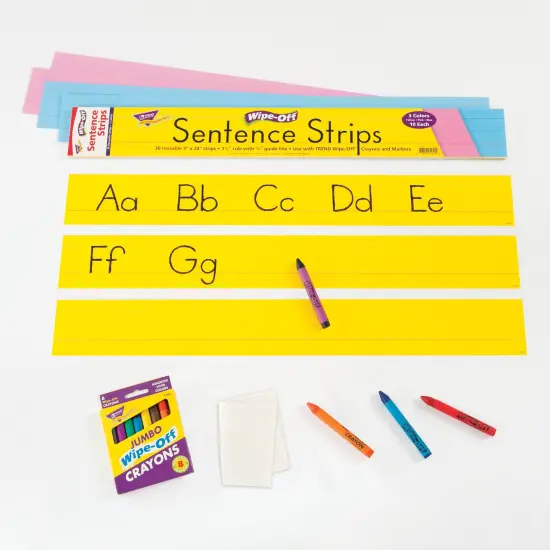 Multicolor Wipe-Off&reg; Sentence Strips, 24", 30 Per Pack, 3 Packs {3}