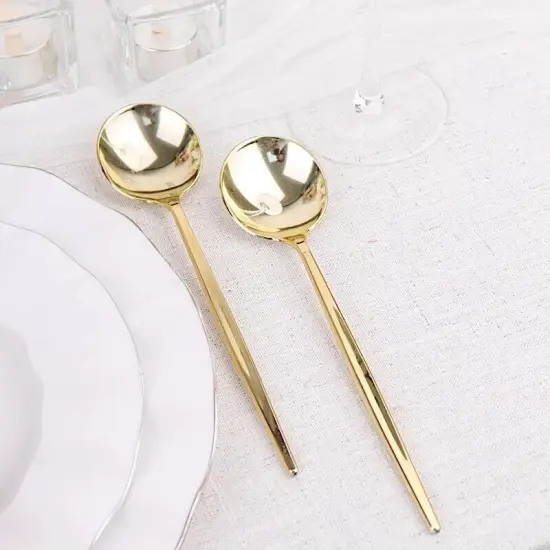 24 GOLD 8" Heavy Duty Plastic Spoons {2}