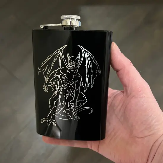 8oz Gargoyle BLACK Flask {4}