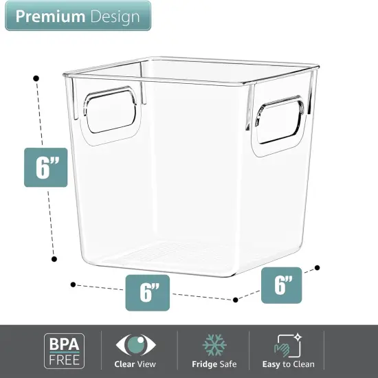 Sorbus 2 Pack Small Clear Acrylic Storage Bins - for Kitchen, Cabinet Organizer, Pantry & Refrigerator {2}