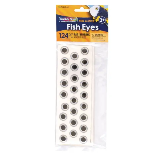 Fish Eyes, Holographic, Assorted Sizes, 124 Per Pack, 3 Packs {4}