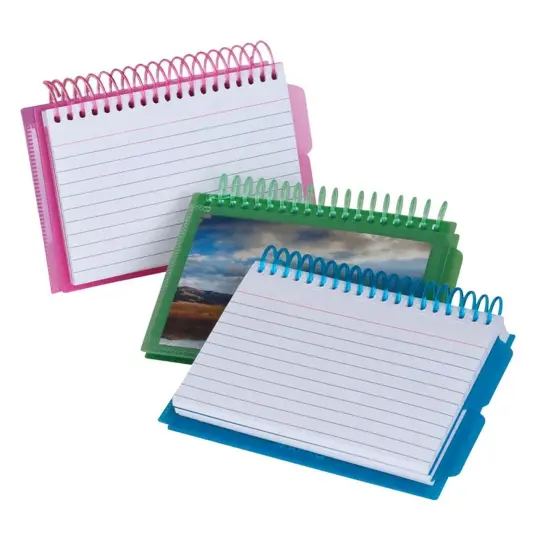 View Front Spiral Index Cards 3" x 5" Poly Cover, Pack of 6 {2}