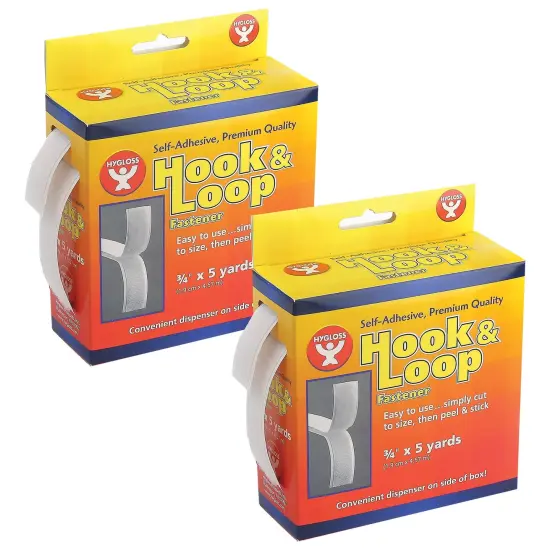 Self-Adhesive Hook & Loop Fastener Roll, 3/4" x 5 yds., Pack of 2 {1}
