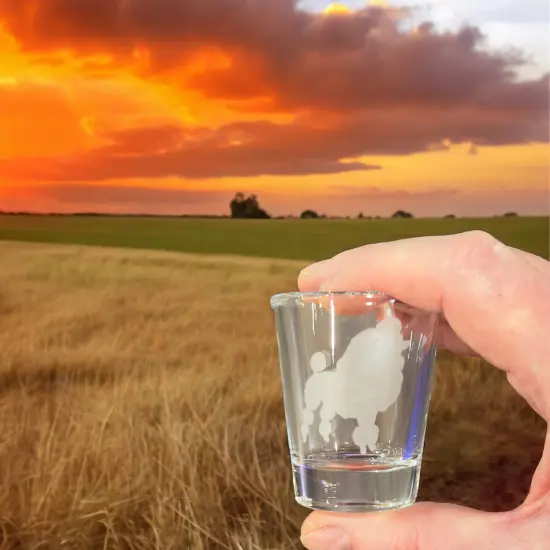 2oz Poodle dog puppy Shot Glass {4}