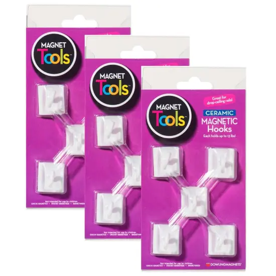 Ceramic Magnetic Ceiling Hooks, 5 Per Pack, 3 Packs {1}